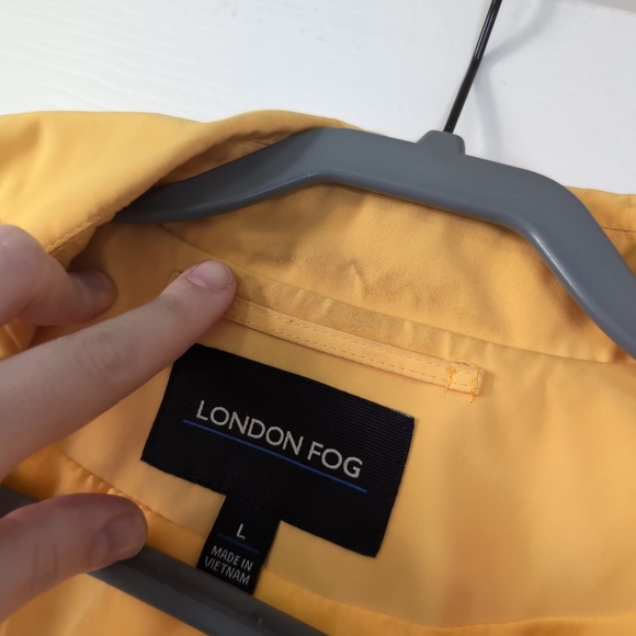 London Fog Retro Sunflower Yellow Double Breasted Belted Collared Trench Coat L - Picture 3 of 8